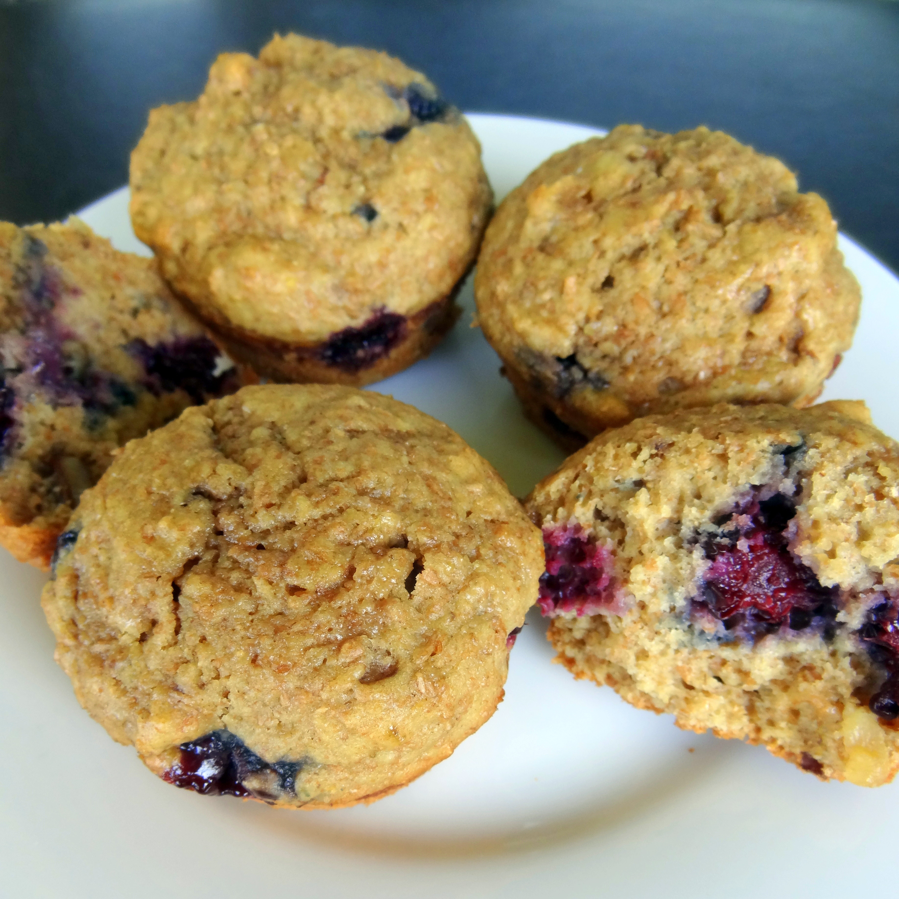 Blackberry walnut bran muffins