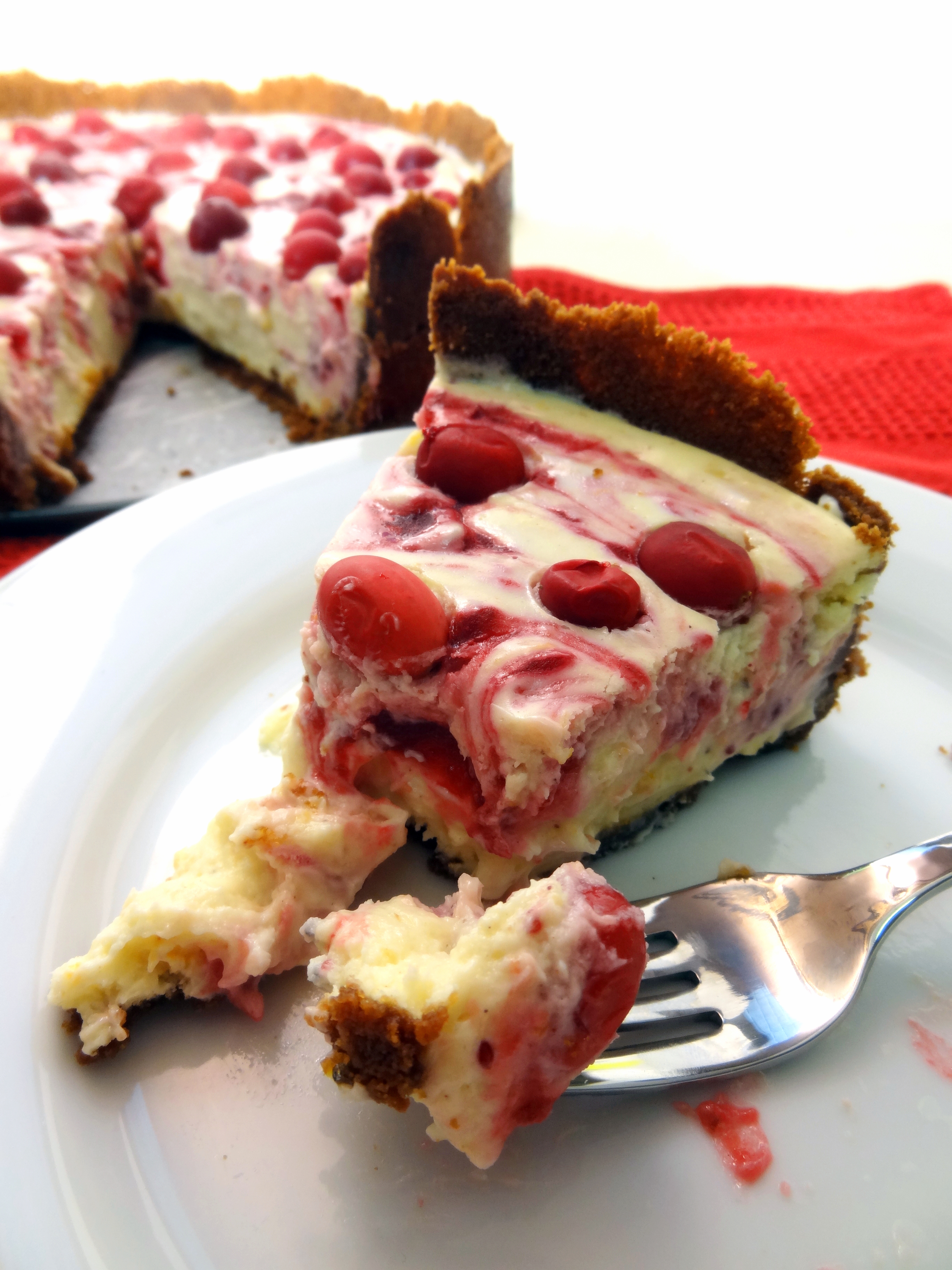 cranberry orange white chocolate cheesecake