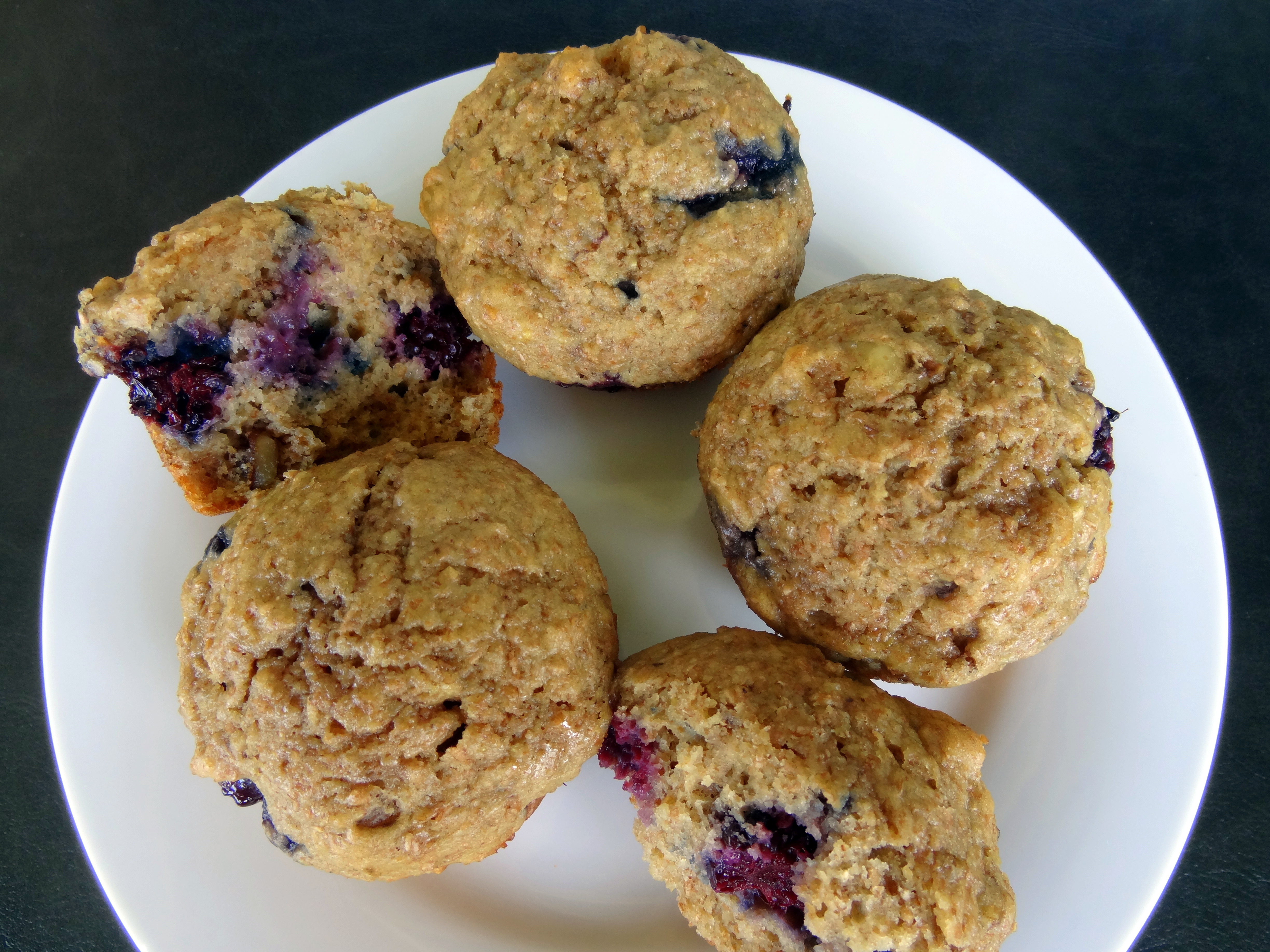 Blackberry walnut bran muffins