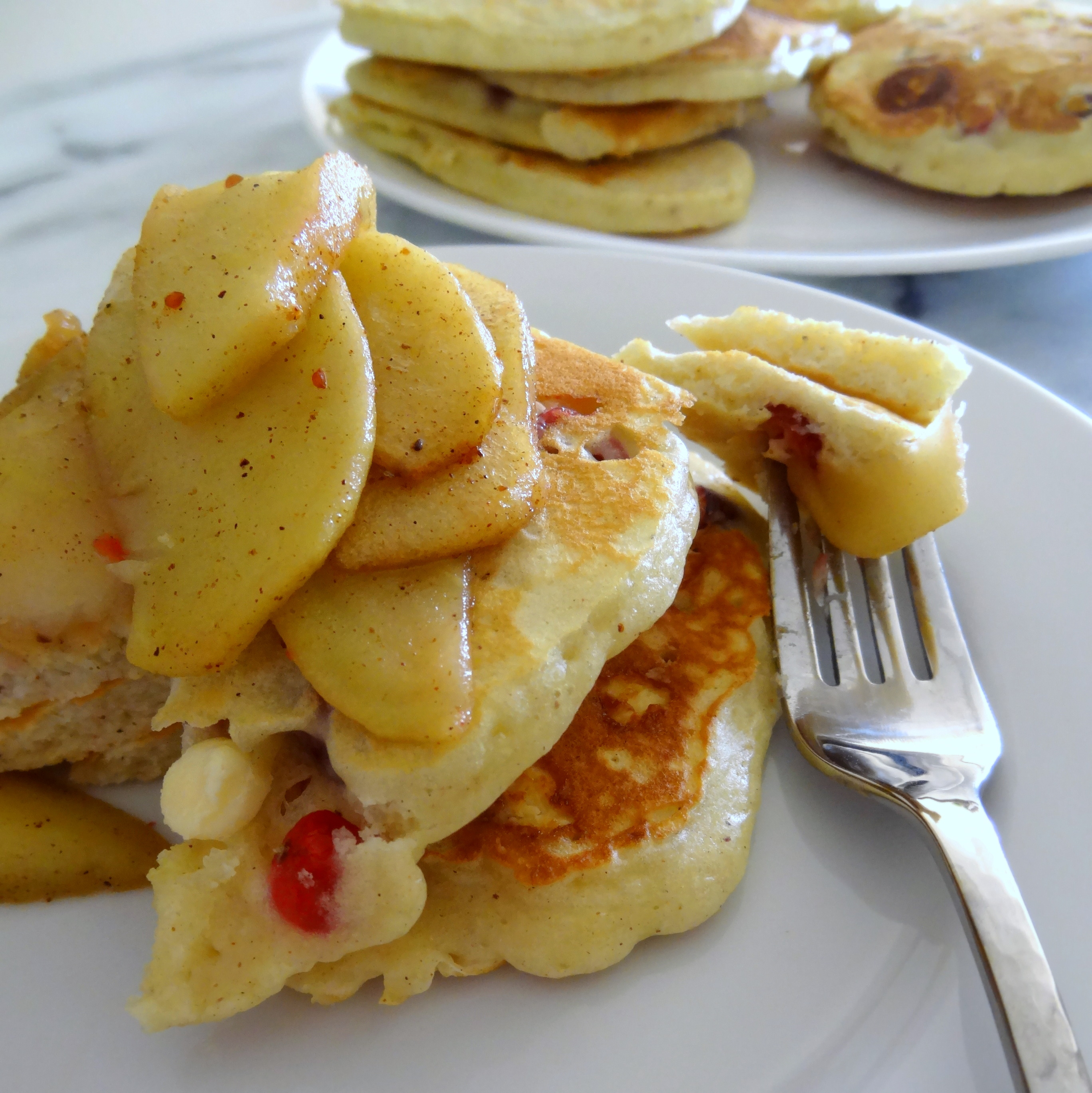 Spiced Cranberry Pancakes with Sautéed Apples
