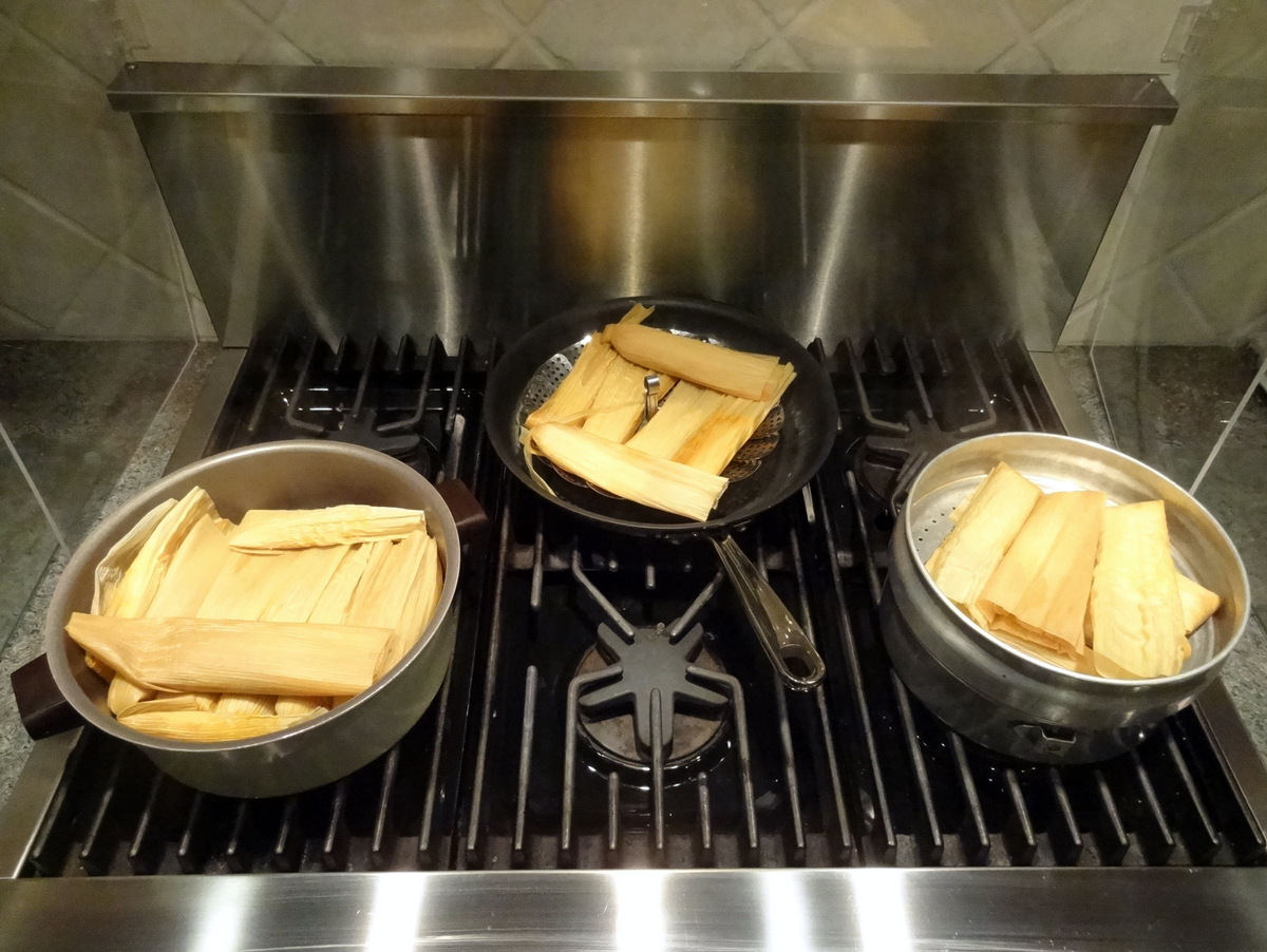 steaming tamales