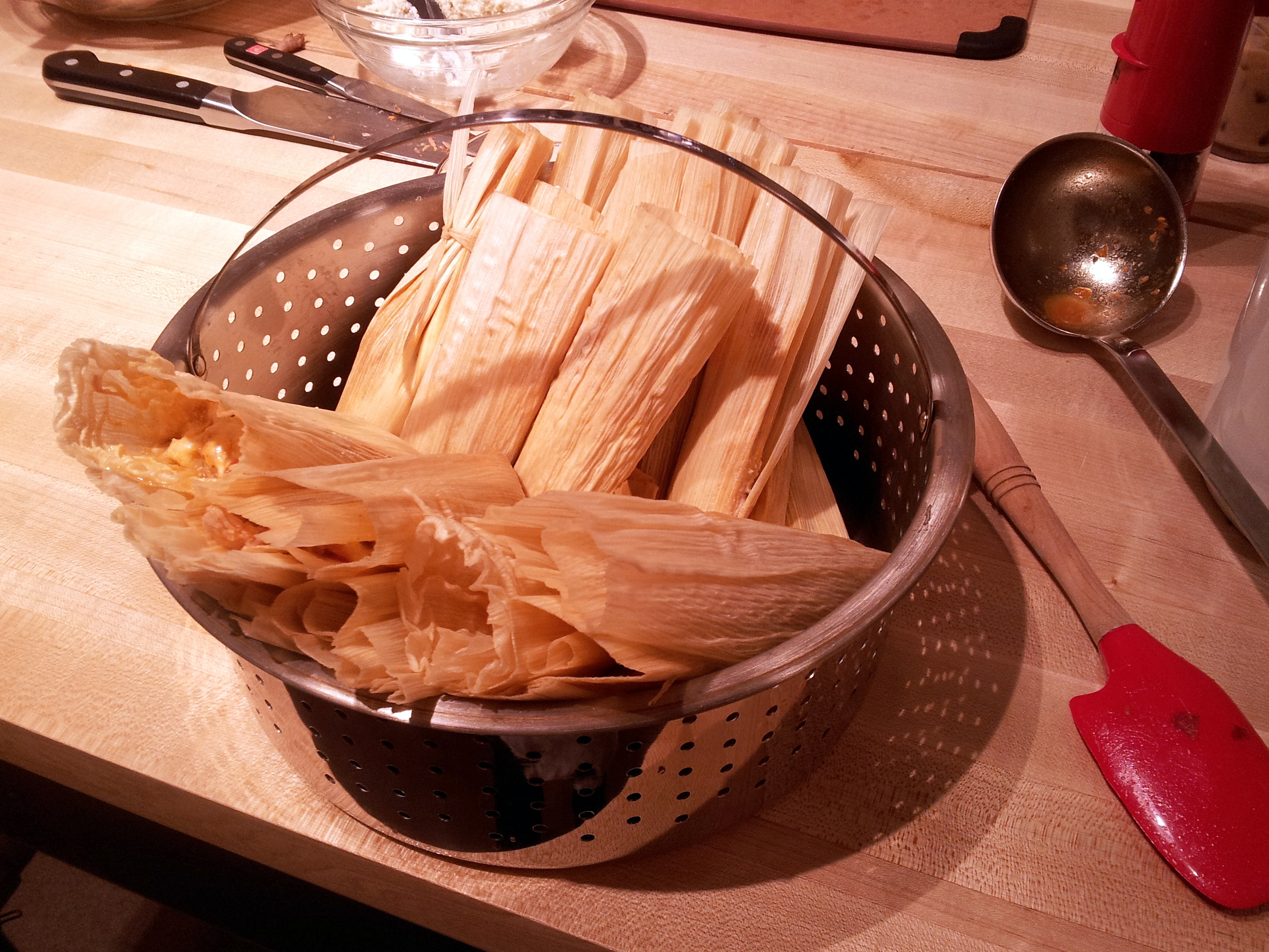 steaming tamales