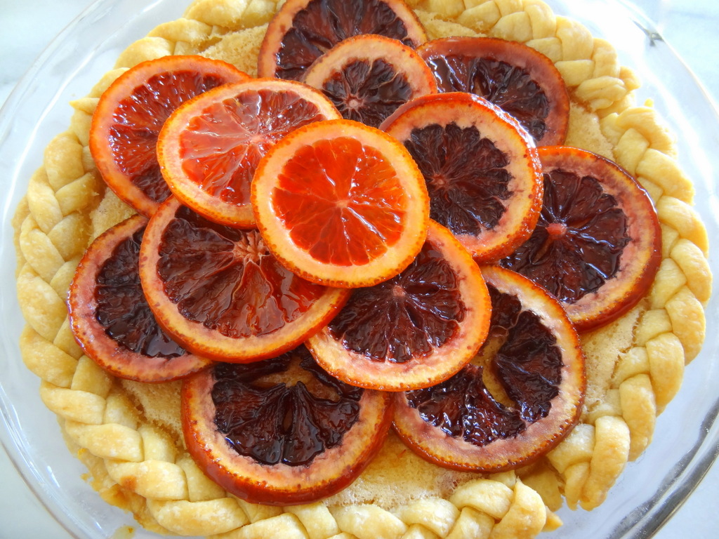 lemon chess pie with candied blood oranges