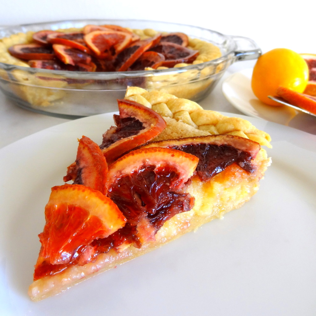 lemon chess pie with candied blood oranges