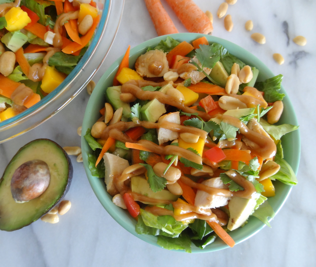 mango Thai chicken salad with peanut dressing