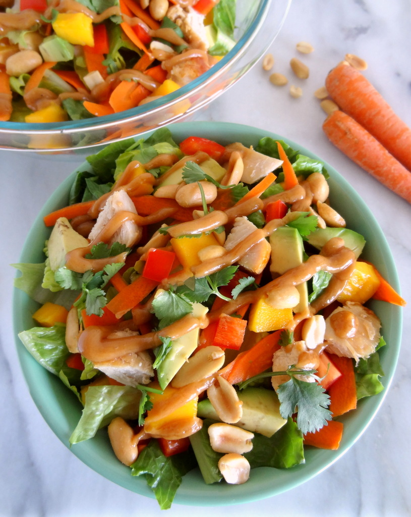 mango Thai chicken salad with peanut dressing