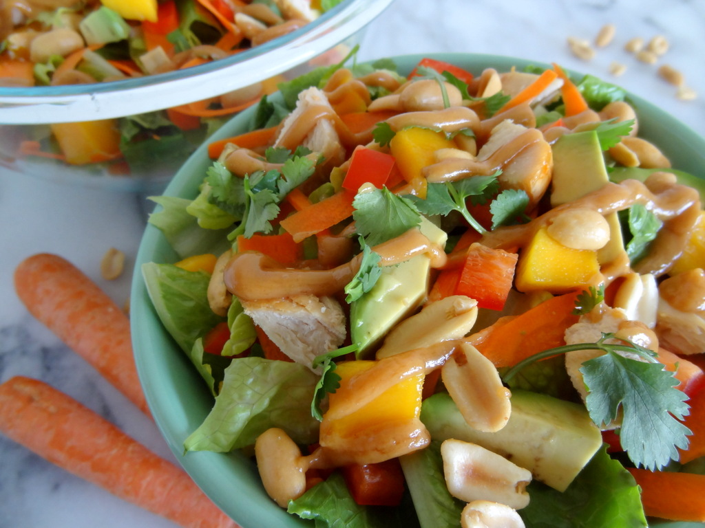 mango Thai chicken salad with peanut dressing