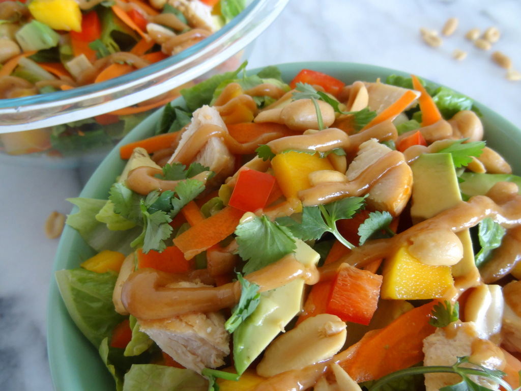 mango Thai chicken salad with peanut dressing