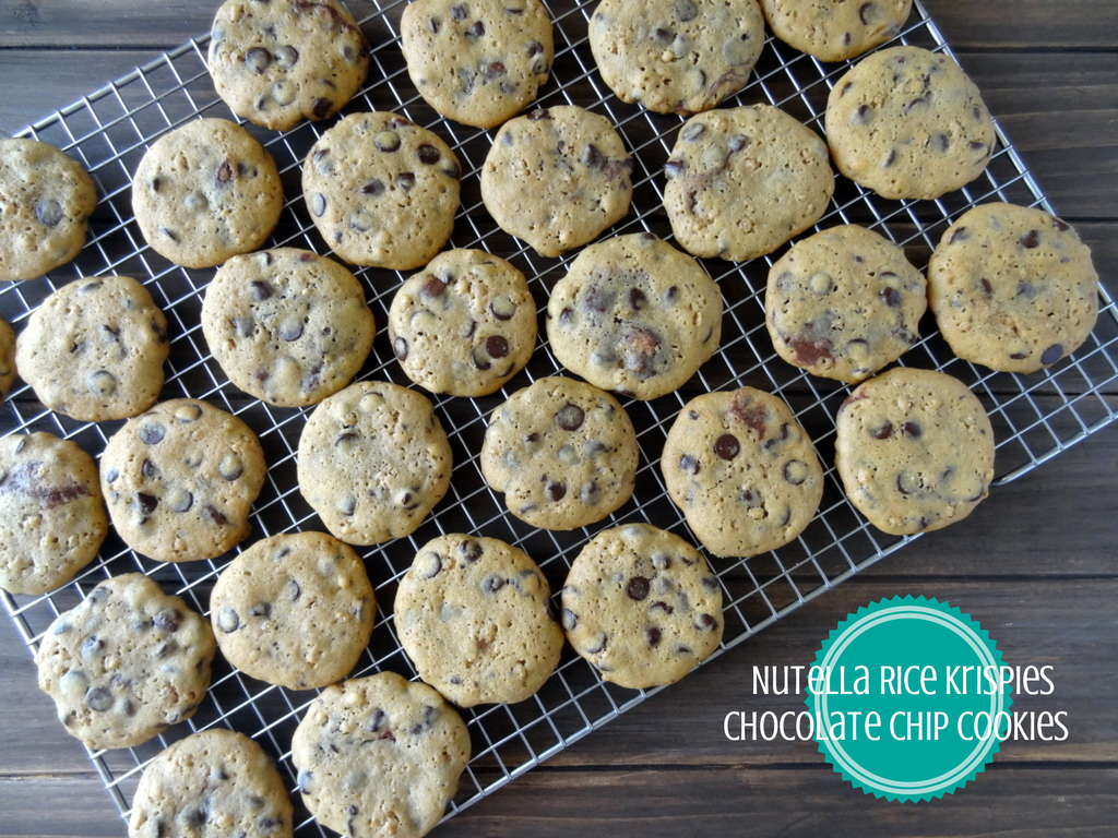 nutella rice krispies chocolate chip cookies