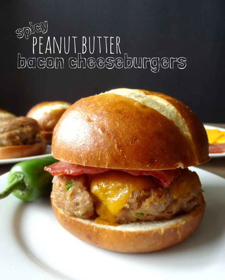 spicy peanut butter bacon cheeseburgers