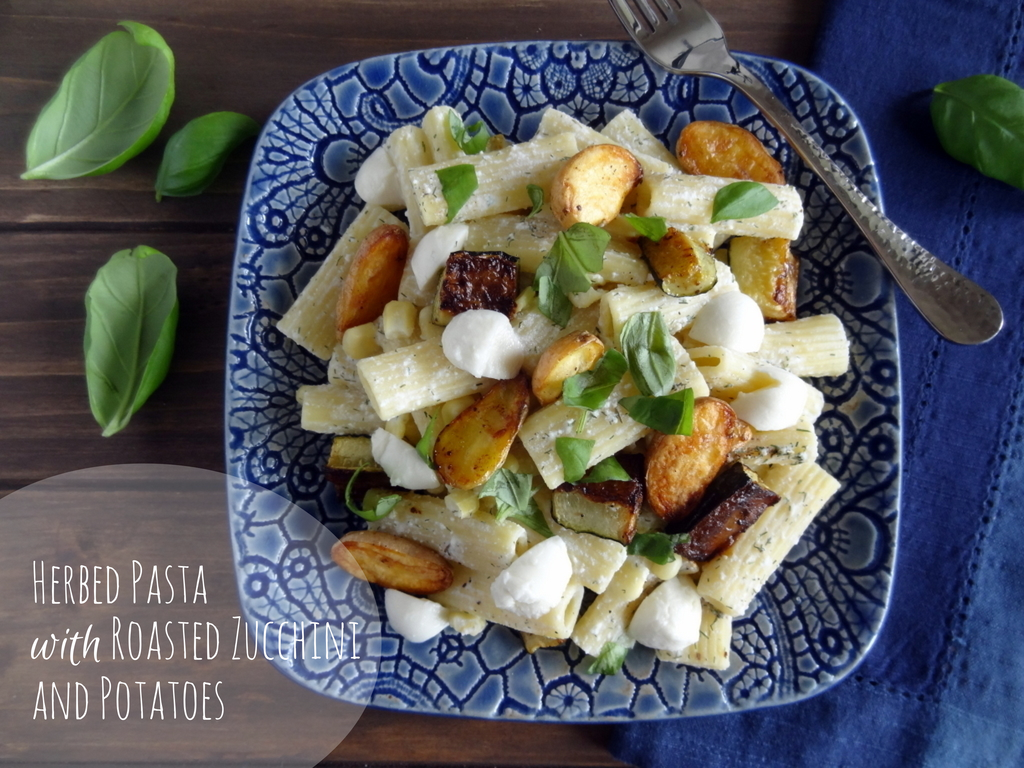 herbed pasta with roasted zucchini and potatoes