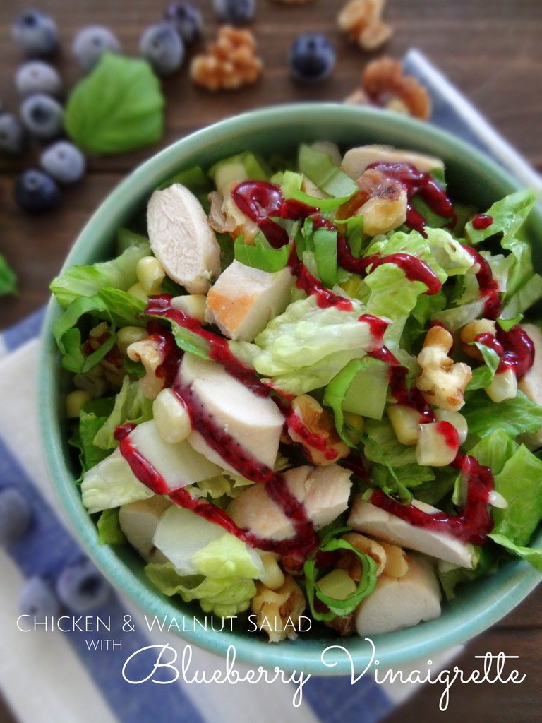 walnut chicken salad with blueberry vinaigrette