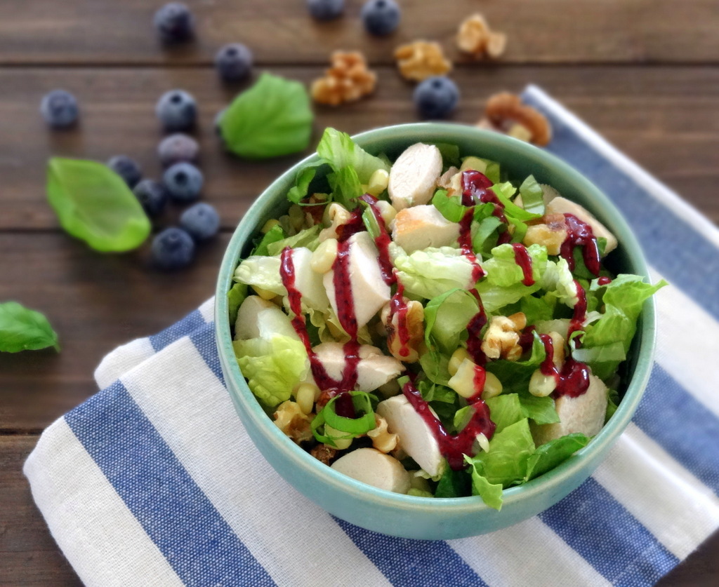 walnut chicken salad with blueberry vinaigrette