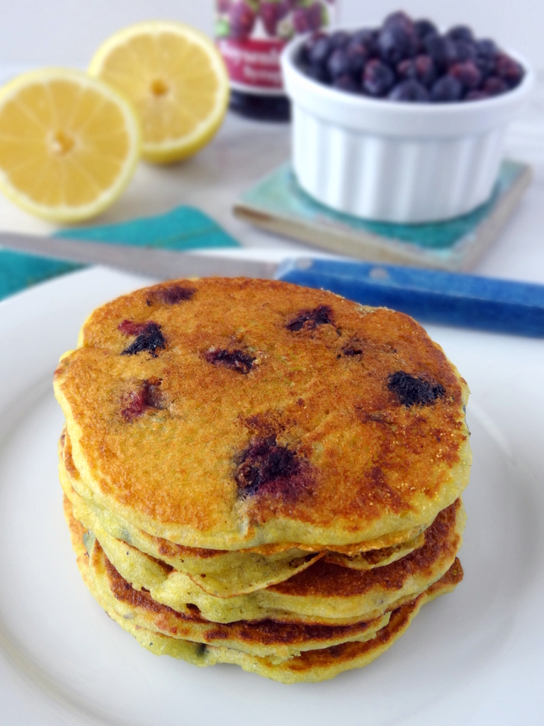 lemon blueberry cornmeal pancakes